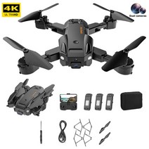 4K HD 카메라 FPV 접이식 쿼드콥터 헤드리스 모드 2.4GHz 4CH RC 드론 고도 유지 6 축 자이로스코프 LED, 06 Dual Camera 3pcs B