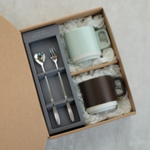 롱티스푼/롱포크 2p + 머그 2p 30 세트 (결혼식 개업 돌잔치 조문 승진 퇴사 돌답례품), 2) 모래머그 (+48000), 6)포르테 골드 롱티스푼 롱포크 2p(+36000)