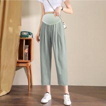임산부 아이스 면 마 9부 팬츠 작은 키 여름 얇은 오버핏 배기 팬츠와이드 와이드 팬츠