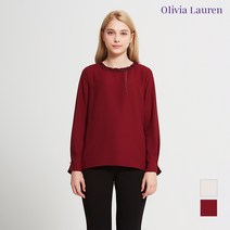 올리비아로렌 프릴넥 진주장식 쉬폰 블라우스 VOCALVF7311 NC창원