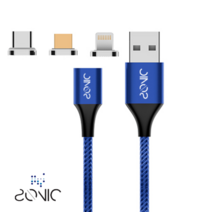 SONIC 마그네틱 자석 갤럭시 아이폰 C타입 애플카플레이 안드로이드오토 고속충전 케이블, 케이블 2.0m(레드)