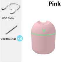 미니 가습기 B 250ml 휴대용 초음파 에센셜 오일 아로마 디퓨저 자동차 침실 미스트 메이커 컬러 램프 포함, 01 pink-8pcs