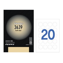 한국폼텍 LK-3639 크라프트 라벨지 20칸 10매 LK3639, 상세페이지 참조