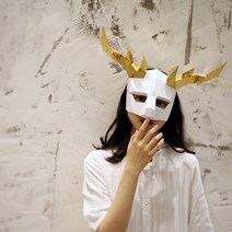 DIY 3D 핸드메이드 인형탈 페이퍼크래프트 동물 입체 종이접기 셀프인테리어소품 종이 아트, 실버 순록