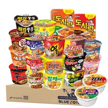 블루존 용기라면20종 세트(신라면+새우탕+오짬+튀우+짜파게티+육개장사발+김치사발)+(진매+진순+참깨+스낵+콕콕스파+진짬+열+빅컵누들매콤)+(붉닭+까르보+팔도비빔+도시락+김치도시락)