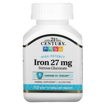 21세기 센트리 하이포텐시 철분 27mg 110정 글루콘산철 덱스트로스 셀룰로스