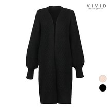 [비비드 시크릿가너] VIVID 브이넥랜턴소매 롱니트가디건