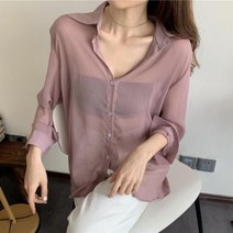쉬폰 얇은 셔츠 무지 남방 여성 블라우스 여름 가디건