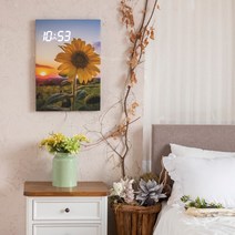발루아 LED 시계용 액자 + 24cm 벽시계 패브릭액자 캔버스액자, 14.노을과 해바라기+ 24cm LED 벽시계