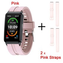 가성비스마트밴드혈당 스마트 팔찌 IP67 방수 ECG HRV 체온 혈압 모니터링 밴드 시계 안드로이드 io, 07 Pink-Pink x 2