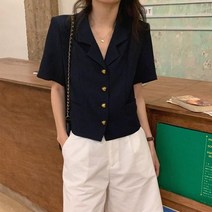 디애이치 하트 버튼 반팔 자켓