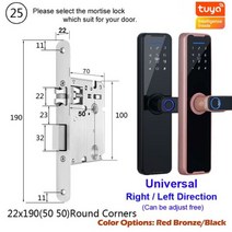 지문인식도어락 디지털 지문인식 전자 도어락 RAYKUBE-K7 PLUS 8-언어 지문 인식 글로벌 스마트 도어락 생체 인식 Tuya 와이파이 앱 잠금 해제, 13 22x190 R_02 Red Bronze
