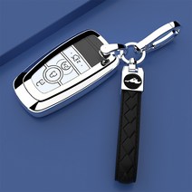 DFMEI 적용 가능한 머스탱 키 커버 21 Ford Mustangmach-e 쉘 자동차 내부 수정, 실버 [단일 쉘+램스킨 버클]