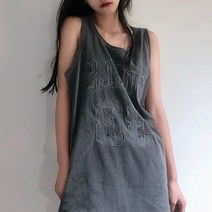 슬리브리스 슈퍼 소방 조끼 스커트 여성 여름 홍콩 스타일의 세련된 느슨한 학생 탑 나시티