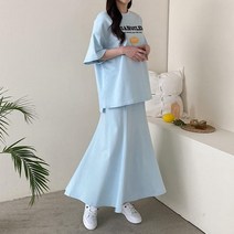 프린팅 반팔티+ 플레어스커트 코디세트 트레이닝세트