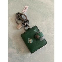 COACH C8234 신비한 꽃 사진 액자 가방 참/녹색 열쇠 고리 **새 상품 택 있음**