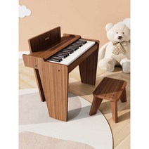 전자 피아노 장난감 연습 그랜드 나무 선물 취미용, 월넛색 (목재피아노+오리지널피아노벤치)
