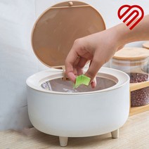 씨엠 라운드 인테리어 휴지통 화장대 원터치 원목 우드 나무 미니 쓰레기통 2L, 1개