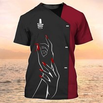 안전 노가다 직업 여성용 티셔츠 프린트 캐주얼 반팔 티 레귤러 네일 전문 유니폼 블라우스 여름 뷰티 작업, 06 B4 SKCS-7_02 XS