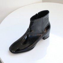 국산 수제화 에나멜 앵클부츠 미들힐 5cm