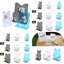마트498 디자인 카달로그 브로셔 꽂이 1단 브로슈어 전단지 아크릴케이스 쇼케이스 안내문 홍보물 리플렛거치대 P, A4-파랑