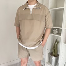 남자 쿨링 스판 반집업 아노락 반집업 오버핏 반팔티(6COLOR)