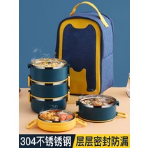 해외 보온도시락 직장인 학생 1인 휴대용 304스테인리스 보온통 대용량 스텐도시락-45211, 단일옵션, 08.블루 5단 식기
