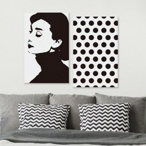 캔버스액자 일러스트 오드리햅번(블랙) C타입 25x40cm 2. 블랙도트