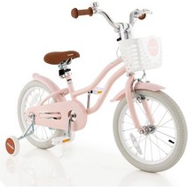 UIIAIOUIAIO UIIAIOIAIO 어린이 자전거 소년 소녀 4-8세 탈착식 훈련 바, Pink-16 inch