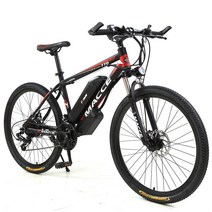 리튬배터리 전기 자전거 26 인치 성인 전동 바이크 36V 350W 21단 변속기 주문제작, 블랙 레드