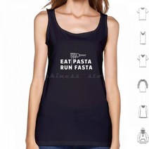 마라톤 싱글렛 Funny Running Eat Pasta Run Fasta Tank Tops Vest Sleeveless Track Jogging Racing Marathon Cr, XL, W-Tank-Black