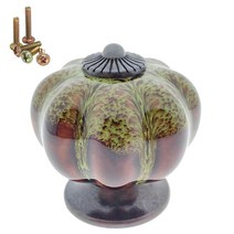 Wannianmu 5팩 빈티지 세라믹 호박 캐비닛 손잡이 주방 서랍 드레서 찬장 풀 핸들 도어 5가지 나사 포함 레오파드 프린트 - 블루, Leopard print -green