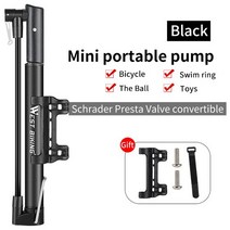 자전거휴대용펌프 WEST BIKING-휴대용 경량 자전거 펌프 160PSI 알루미늄 합금 슈레이더 프레스타 밸브, 01 A Style Black