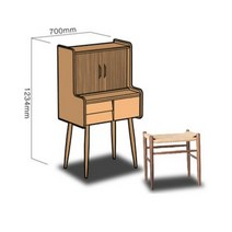 뷰로데스크 엔틱가구 수입 콘솔테이블 원목화장대 미니화장대, 벚나무 뷰로데스크 + 조명 + 의자