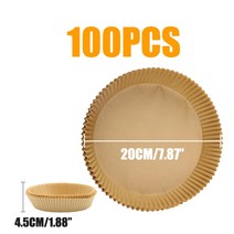 에어프라이어 미니오븐기50/100Pcs 에어 프라이어 일회용 종이 라이너 7.9/6.3 인치 스퀘어 비 스틱 베이킹, 05 20cm 100Pcs Round