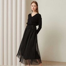 JJ지고트 브이넥 니트 원피스 +스커트 세트 GM9P1OP90