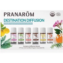 잠잘오는향 숙면 아로마 에센셜오일 Pranarom 에센셜 오일 스타터 키트 2개의 웰 블렌드 3개의 퓨어 세트 디퓨저용 올 내추럴 5mL 5팩, 목적지 확산 키트