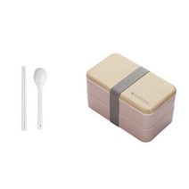 나무도시락 김밥 과일도시락용기 나무용기 전자레인지 휴대용 용기, 분홍색, 2