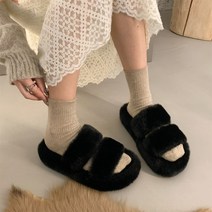 털슬리퍼 뽀글이 슬리퍼 코스트코 방한슬리퍼 Huanlijia net red 같은 두꺼운 바닥 봉제 겨울 한 단어 벨트 따뜻한 플러스 푹신한 슬리퍼 여성 착용 면화 슬리퍼