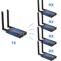 무선 HDMI 송신기 리시버 확장기 스트리밍 오디오 비디오 카메라 DVR 노트북 PC TV 모니터 656F 200m 1x4 1080P, 13.1 TX and 4 RX - with US Plu