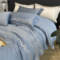 유럽 공주풍 침대 4피스 순면 면 140수 롱 융 면 이불 싱글 여름 별 자수 침대