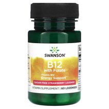 스완슨 비타민 B12 엽산 무설탕 슈가프리 60정 딸기 Vitamin Folate