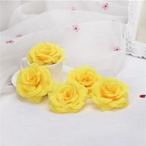웨딩카 꾸미기 리본 프로포즈 자동차 장식 용품 10pcs 8cm 실버 인공 장미 실크 꽃 머리 꽃 웨딩 홈 파티 연회, 노란색