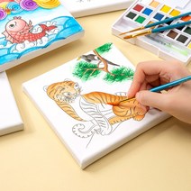 [바이오피스] 민화 무지 캔버스 밑 그림 그려진 천 액자 색칠 하기 유아 어린이 초등 미술 놀이 수업 도면 동물 전통 민속 방과후 학교 돌봄 교실 교재 교구 재료 어린이집 유치원 축제 체험 행사, 민화 캔버스액자 (까치호랑이), 1개