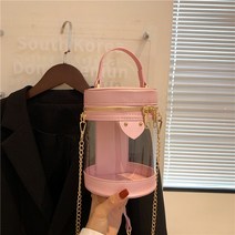 PVC가방 투명가방 여아용 투명 핸드백 PVC 버킷 크로스바디 백 있는 숄더 대각선 비치 여름 2023