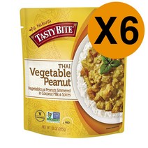 Tasty Bite 테이스티 바이트 코코넛 밀크 향신료에 야채와 땅콩을 곁들인 태국식 앙트레 285g 6팩, 6개