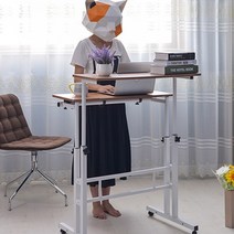 공간활용 높이조절 테이블 높낮이 스탠딩 입식 서서 쓰는 일하는 공부하는 키높이 책상, 일반형 오크