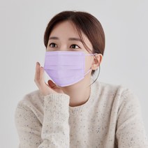 고래마스크 일회용 덴탈마스크 대형, 연보라, 2개, 50매