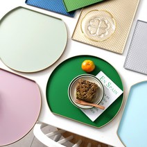 카페 감성 컬러 사각 반달 논슬립 쟁반 칠기 서빙 빵 혼밥 트레이 멜라민 플라스틱, 11-컬러 반달 논슬립 쟁반 대 핑크