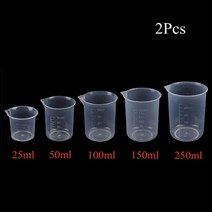 투명 주방 실험실 플라스틱 부피 비커 25/50/100/150/250ml 2 개/실험실 연구 용품, 250ml